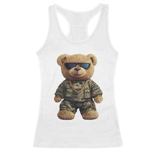 Camo Hip Hop Teddy Bear Racerback Tank Top Camouflage Gangsta Streetwear TS09 White Print Your Wear