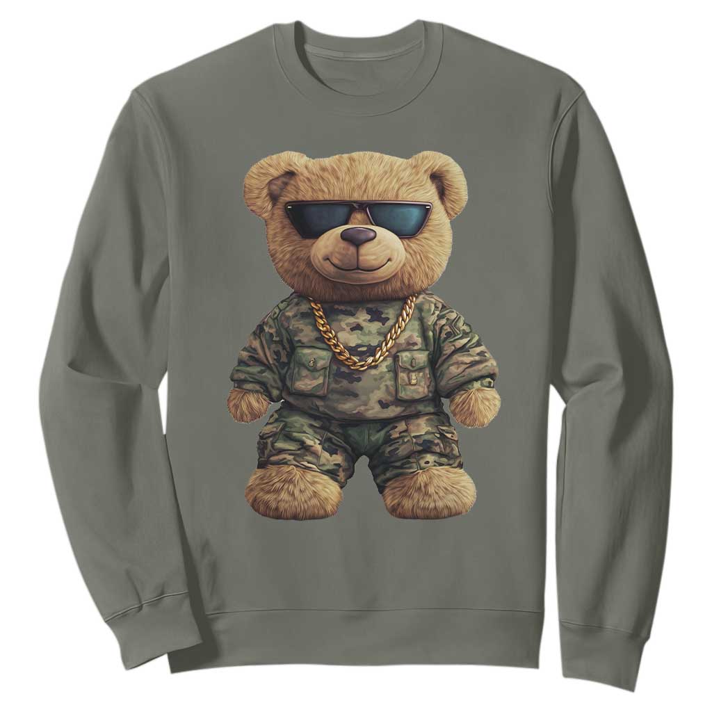 Camo Hip Hop Teddy Bear Sweatshirt Camouflage Gangsta Streetwear TS09 Military Green Print Your Wear