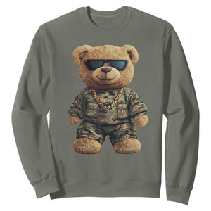 Camo Hip Hop Teddy Bear Sweatshirt Camouflage Gangsta Streetwear TS09 Military Green Print Your Wear
