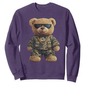 Camo Hip Hop Teddy Bear Sweatshirt Camouflage Gangsta Streetwear TS09 Purple Print Your Wear