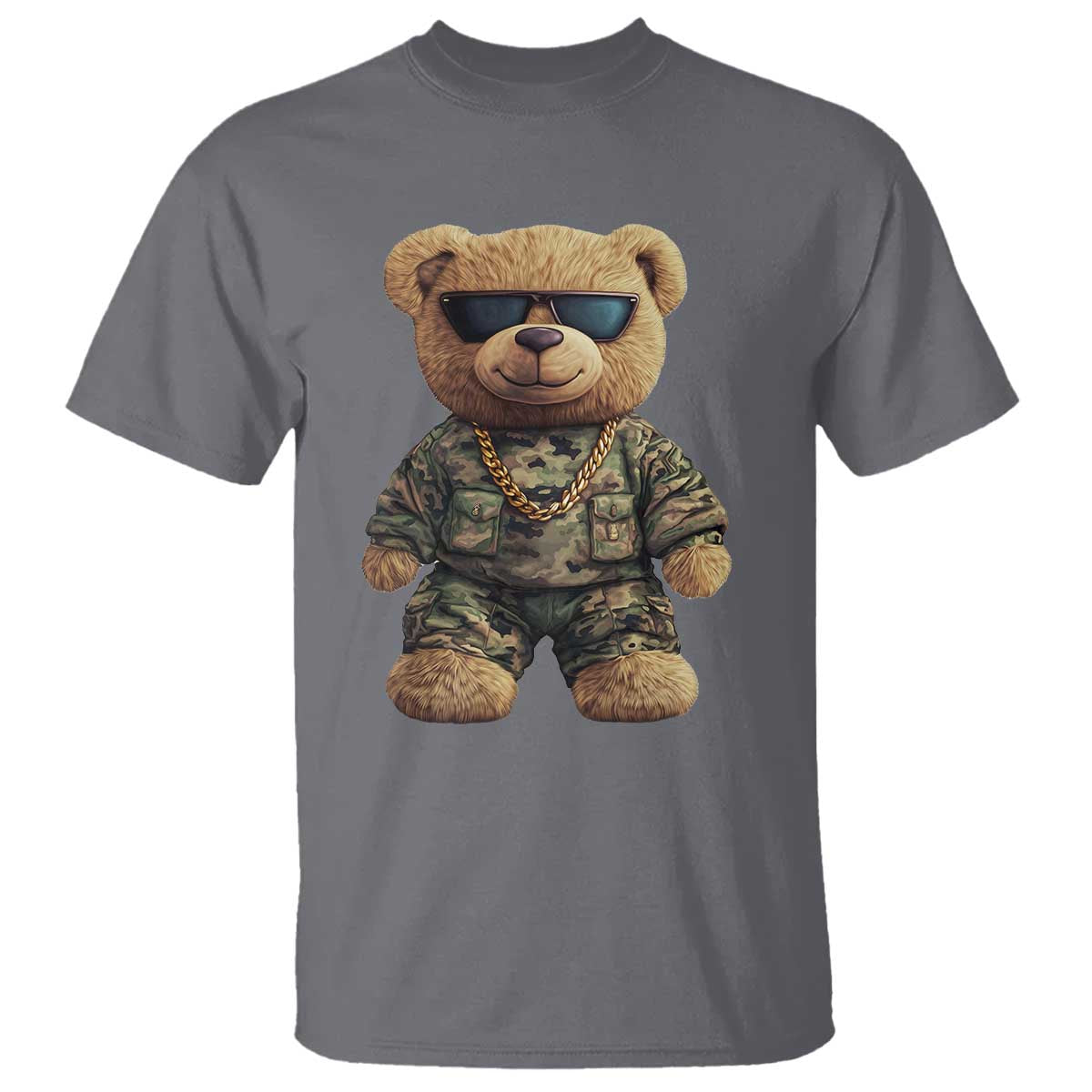 Camo Hip Hop Teddy Bear T Shirt Camouflage Gangsta Streetwear TS09 Charcoal Print Your Wear