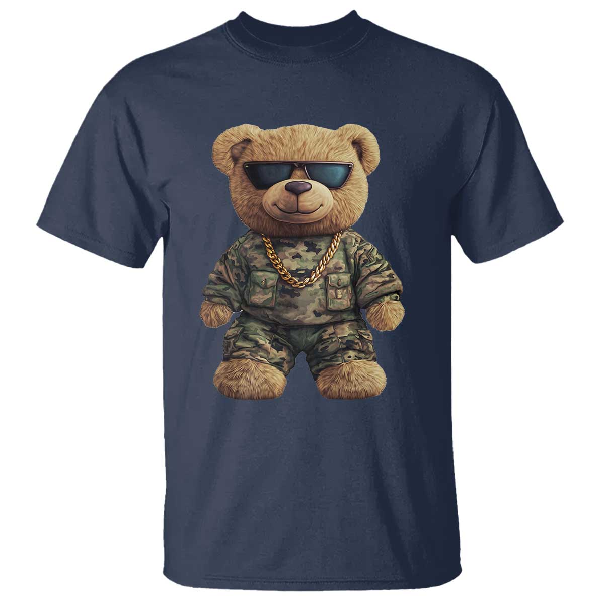 Camo Hip Hop Teddy Bear T Shirt Camouflage Gangsta Streetwear TS09 Navy Print Your Wear
