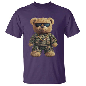 Camo Hip Hop Teddy Bear T Shirt Camouflage Gangsta Streetwear TS09 Purple Print Your Wear