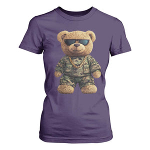 Camo Hip Hop Teddy Bear T Shirt For Women Camouflage Gangsta Streetwear TS09 Purple Print Your Wear