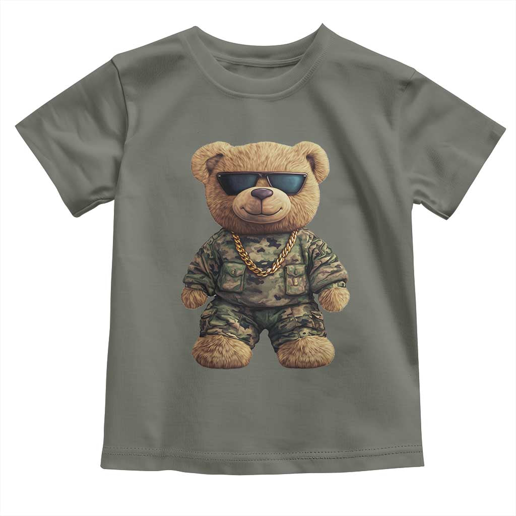 Camo Hip Hop Teddy Bear Toddler T Shirt Camouflage Gangsta Streetwear TS09 Military Green Print Your Wear