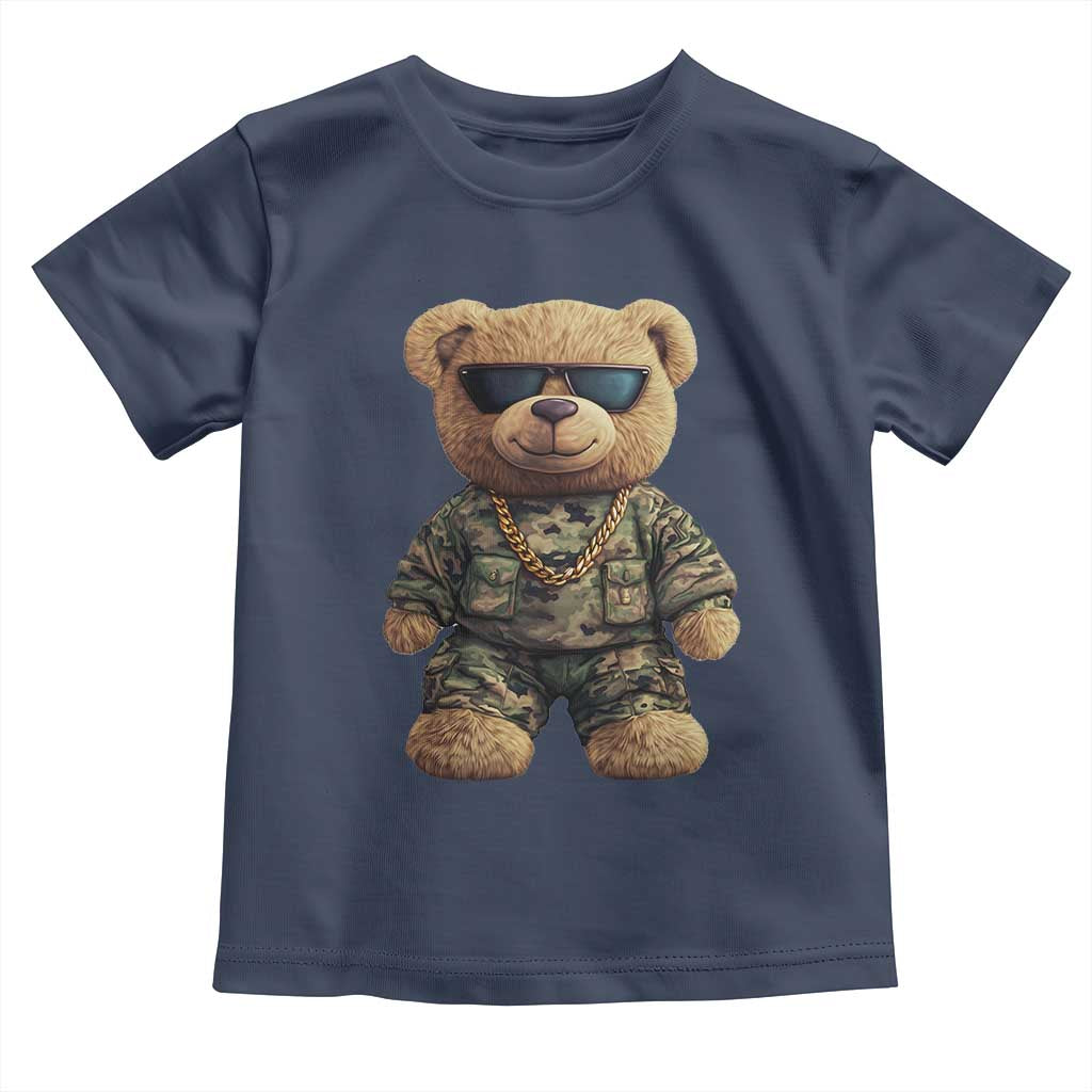 Camo Hip Hop Teddy Bear Toddler T Shirt Camouflage Gangsta Streetwear TS09 Navy Print Your Wear