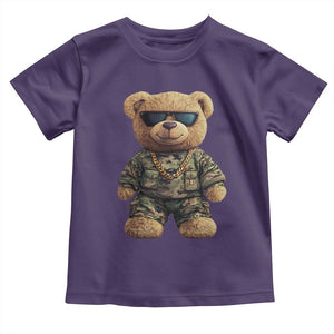 Camo Hip Hop Teddy Bear Toddler T Shirt Camouflage Gangsta Streetwear TS09 Purple Print Your Wear