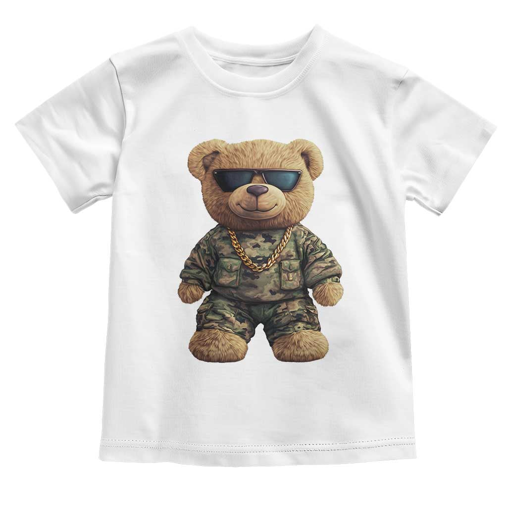 Camo Hip Hop Teddy Bear Toddler T Shirt Camouflage Gangsta Streetwear TS09 White Print Your Wear