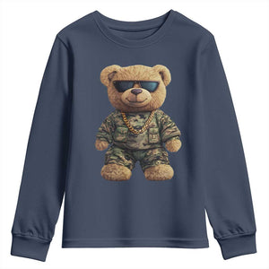 Camo Hip Hop Teddy Bear Youth Sweatshirt Camouflage Gangsta Streetwear TS09 Navy Print Your Wear