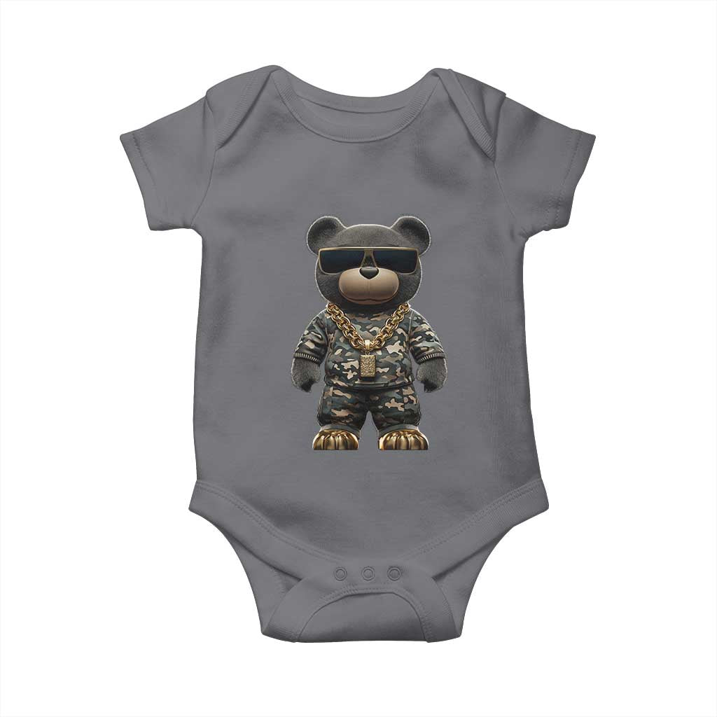 Hip Hop Teddy Bear Baby Onesie Camouflage Gangsta Streetwear TS09 Charcoal Print Your Wear