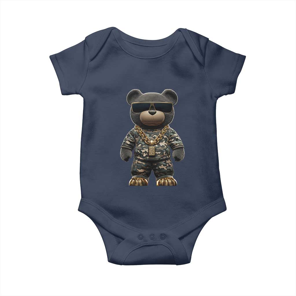 Hip Hop Teddy Bear Baby Onesie Camouflage Gangsta Streetwear TS09 Navy Print Your Wear