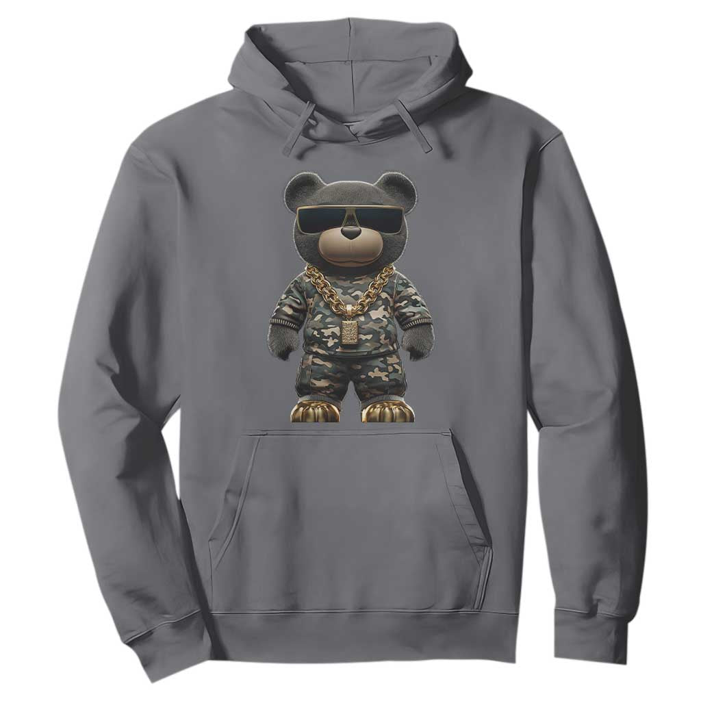 Hip Hop Teddy Bear Hoodie Camouflage Gangsta Streetwear TS09 Charcoal Print Your Wear
