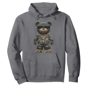 Hip Hop Teddy Bear Hoodie Camouflage Gangsta Streetwear TS09 Charcoal Print Your Wear