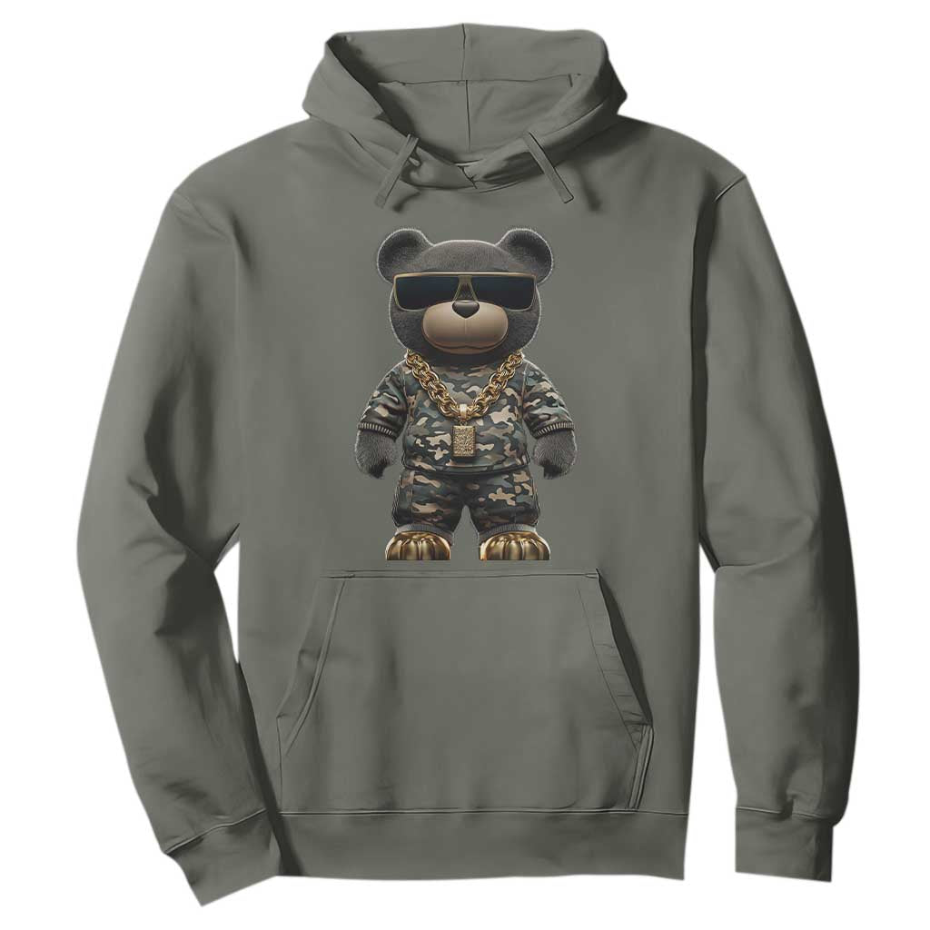 Hip Hop Teddy Bear Hoodie Camouflage Gangsta Streetwear TS09 Military Green Print Your Wear