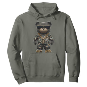 Hip Hop Teddy Bear Hoodie Camouflage Gangsta Streetwear TS09 Military Green Print Your Wear