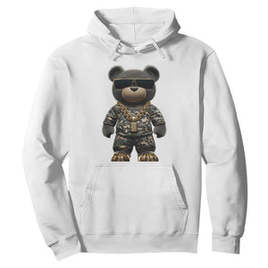 Hip Hop Teddy Bear Hoodie Camouflage Gangsta Streetwear TS09 White Print Your Wear