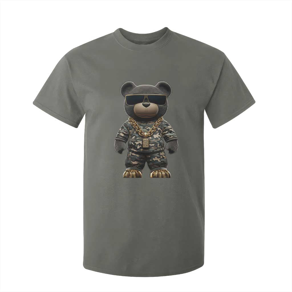 Hip Hop Teddy Bear T Shirt For Kid Camouflage Gangsta Streetwear TS09 Military Green Print Your Wear