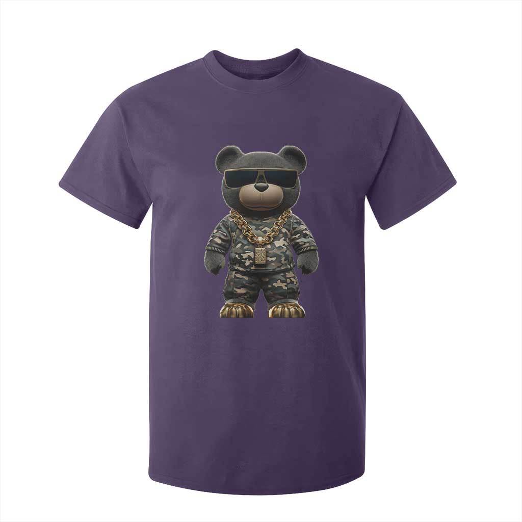Hip Hop Teddy Bear T Shirt For Kid Camouflage Gangsta Streetwear TS09 Purple Print Your Wear
