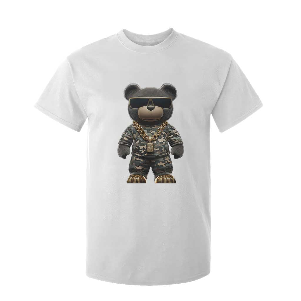 Hip Hop Teddy Bear T Shirt For Kid Camouflage Gangsta Streetwear TS09 White Print Your Wear