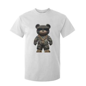 Hip Hop Teddy Bear T Shirt For Kid Camouflage Gangsta Streetwear TS09 White Print Your Wear