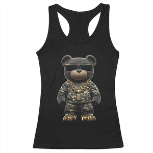 Hip Hop Teddy Bear Racerback Tank Top Camouflage Gangsta Streetwear TS09 Black Print Your Wear