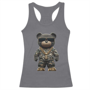 Hip Hop Teddy Bear Racerback Tank Top Camouflage Gangsta Streetwear TS09 Charcoal Print Your Wear