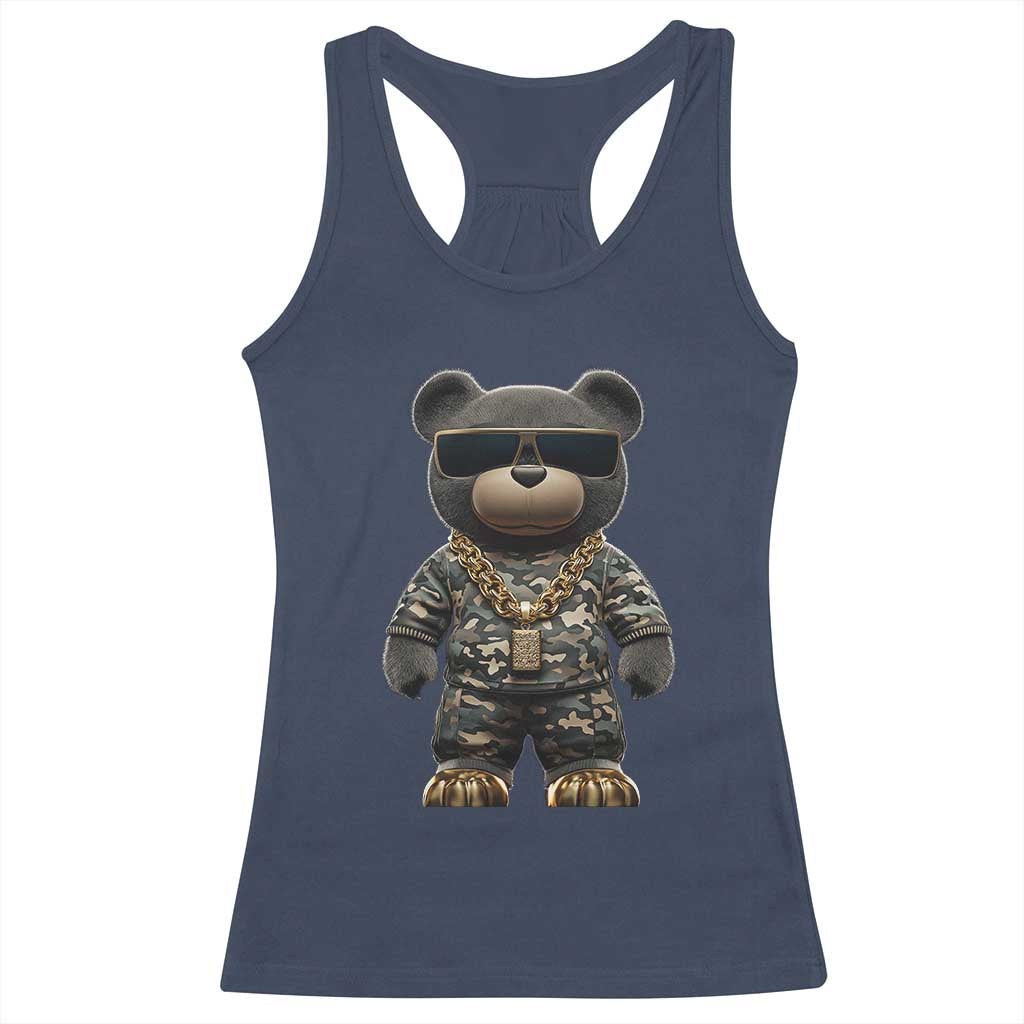 Hip Hop Teddy Bear Racerback Tank Top Camouflage Gangsta Streetwear TS09 Navy Print Your Wear