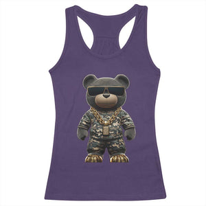 Hip Hop Teddy Bear Racerback Tank Top Camouflage Gangsta Streetwear TS09 Purple Print Your Wear