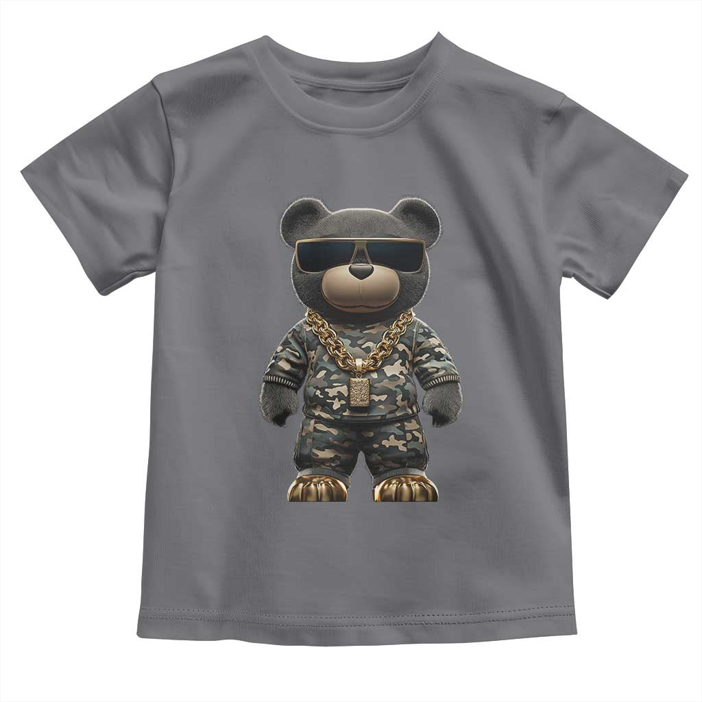 Hip Hop Teddy Bear Toddler T Shirt Camouflage Gangsta Streetwear TS09 Charcoal Print Your Wear