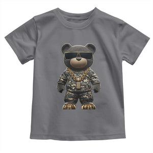 Hip Hop Teddy Bear Toddler T Shirt Camouflage Gangsta Streetwear TS09 Charcoal Print Your Wear