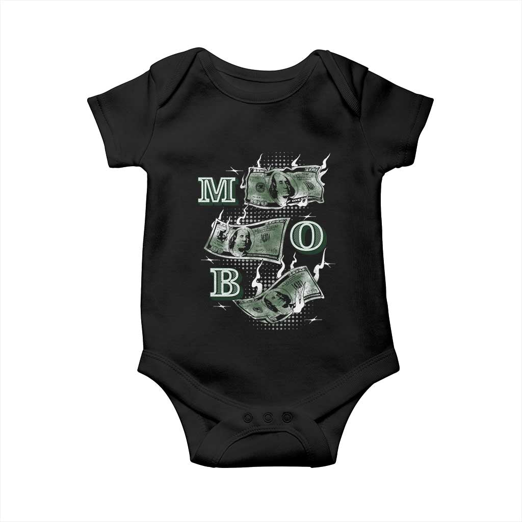 MOB Money Over Everything Baby Onesie TS09 Black Print Your Wear