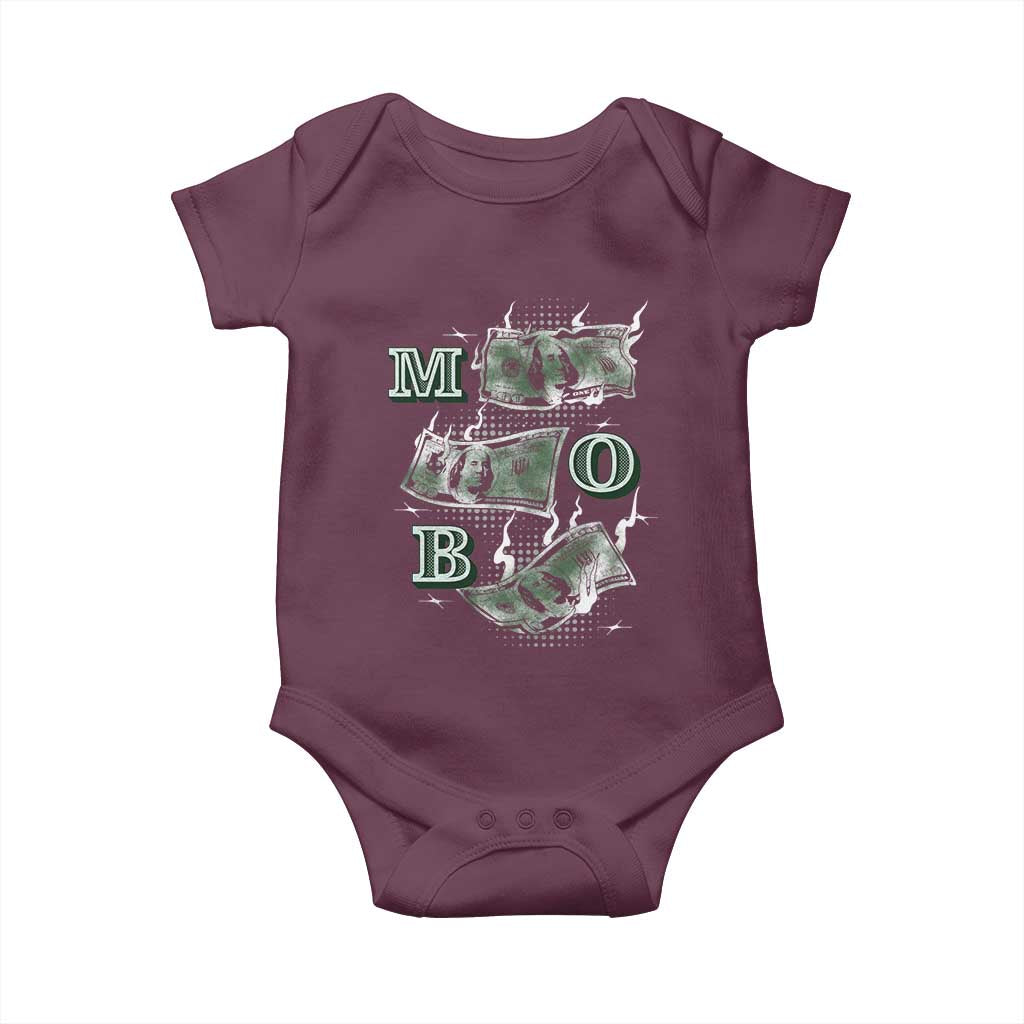 MOB Money Over Everything Baby Onesie TS09 Maroon Print Your Wear