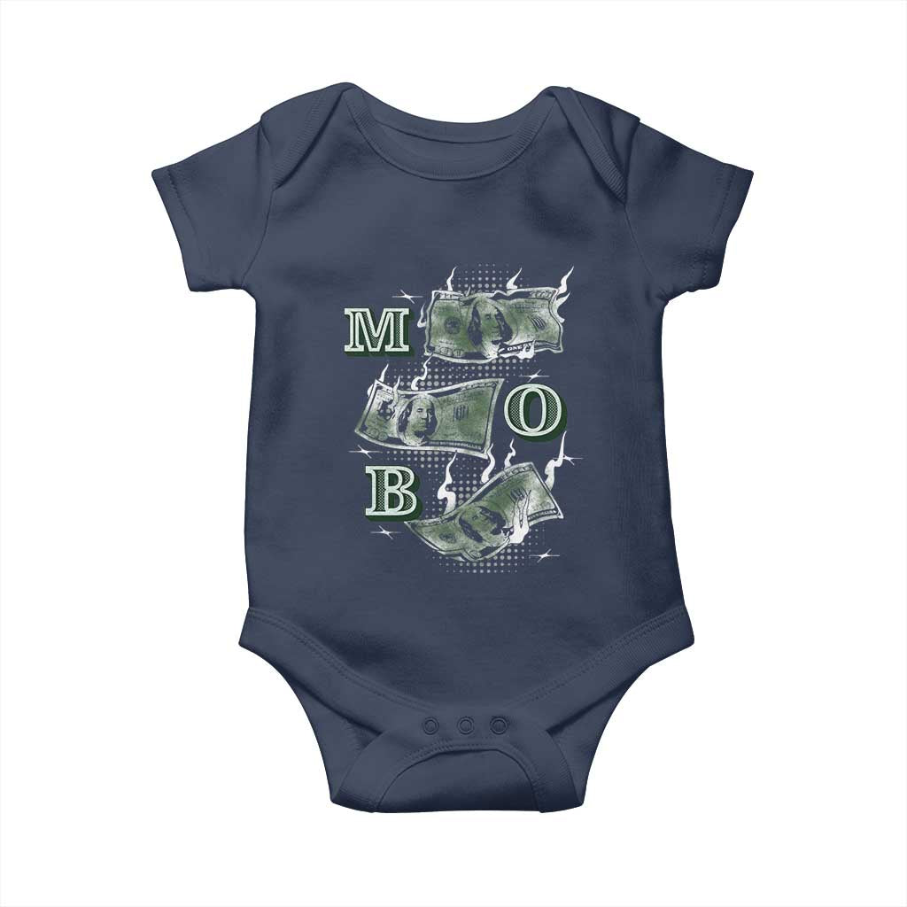 MOB Money Over Everything Baby Onesie TS09 Navy Print Your Wear