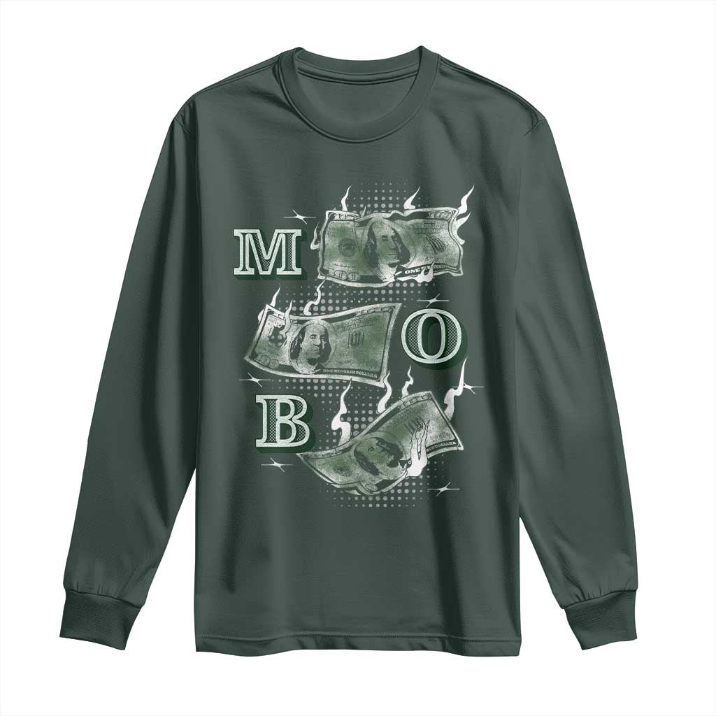 MOB Money Over Everything Long Sleeve Shirt TS09 Dark Forest Green Print Your Wear
