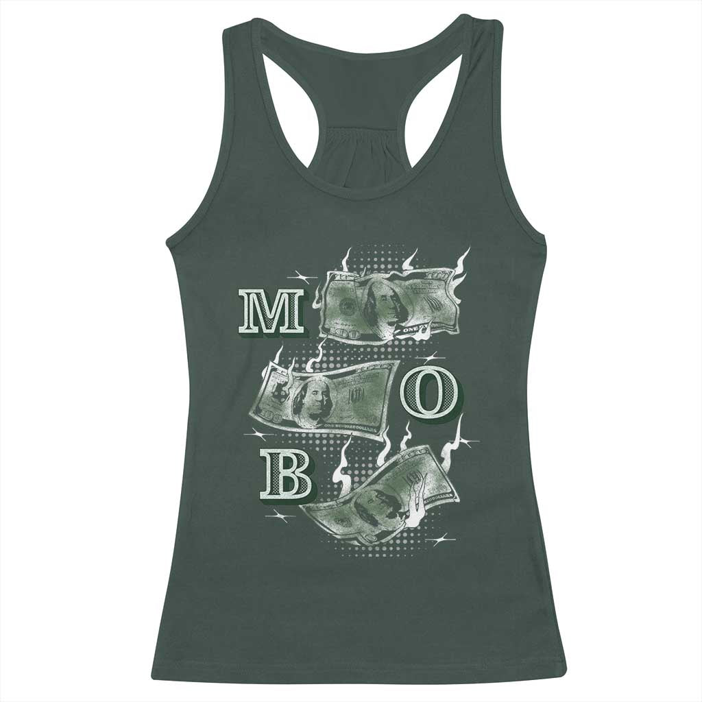 MOB Money Over Everything Racerback Tank Top TS09 Dark Forest Green Print Your Wear