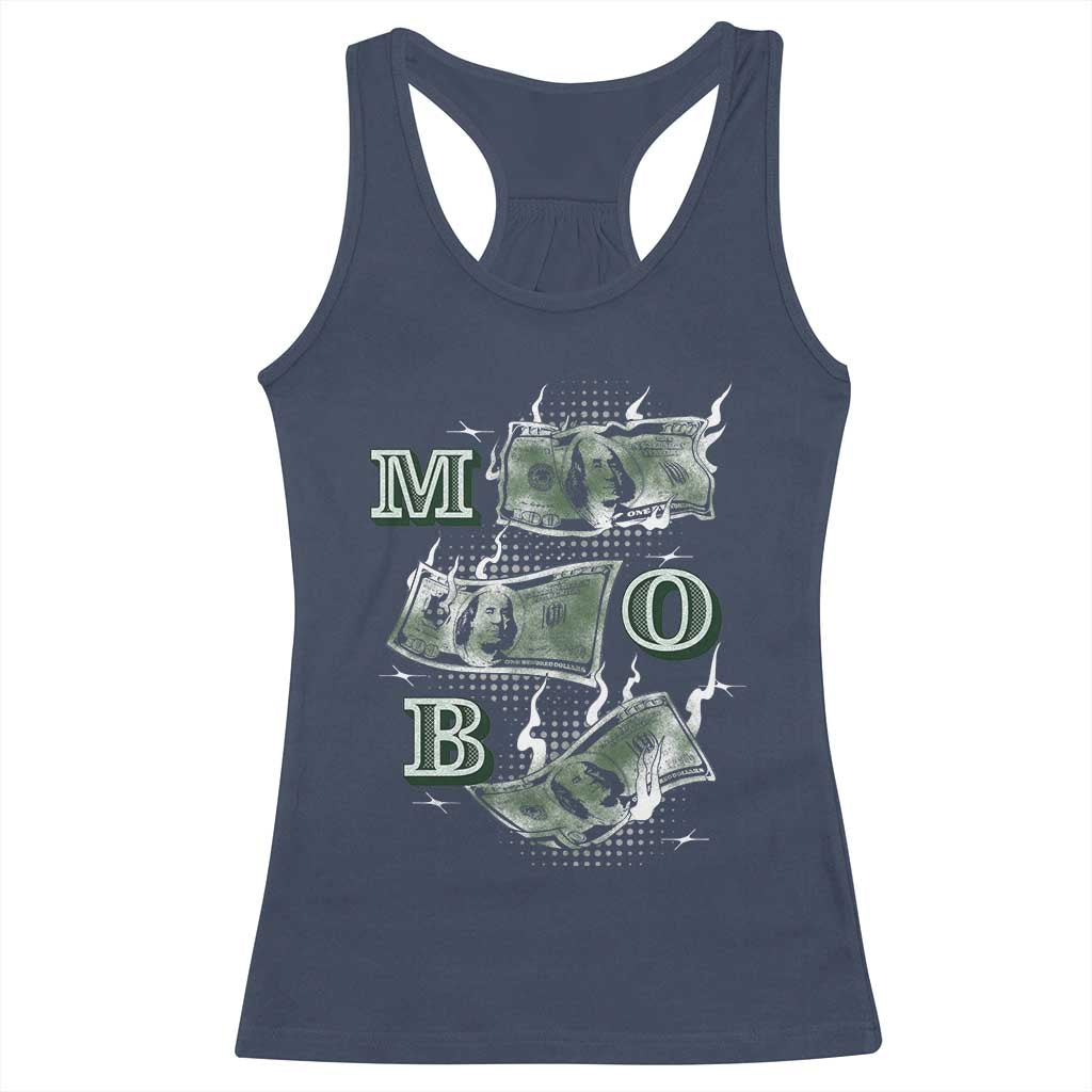 MOB Money Over Everything Racerback Tank Top TS09 Navy Print Your Wear