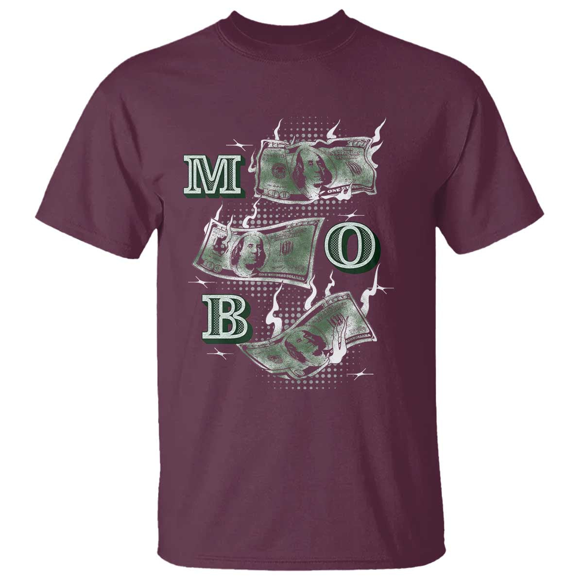 MOB Money Over Everything T Shirt TS09 Maroon Print Your Wear