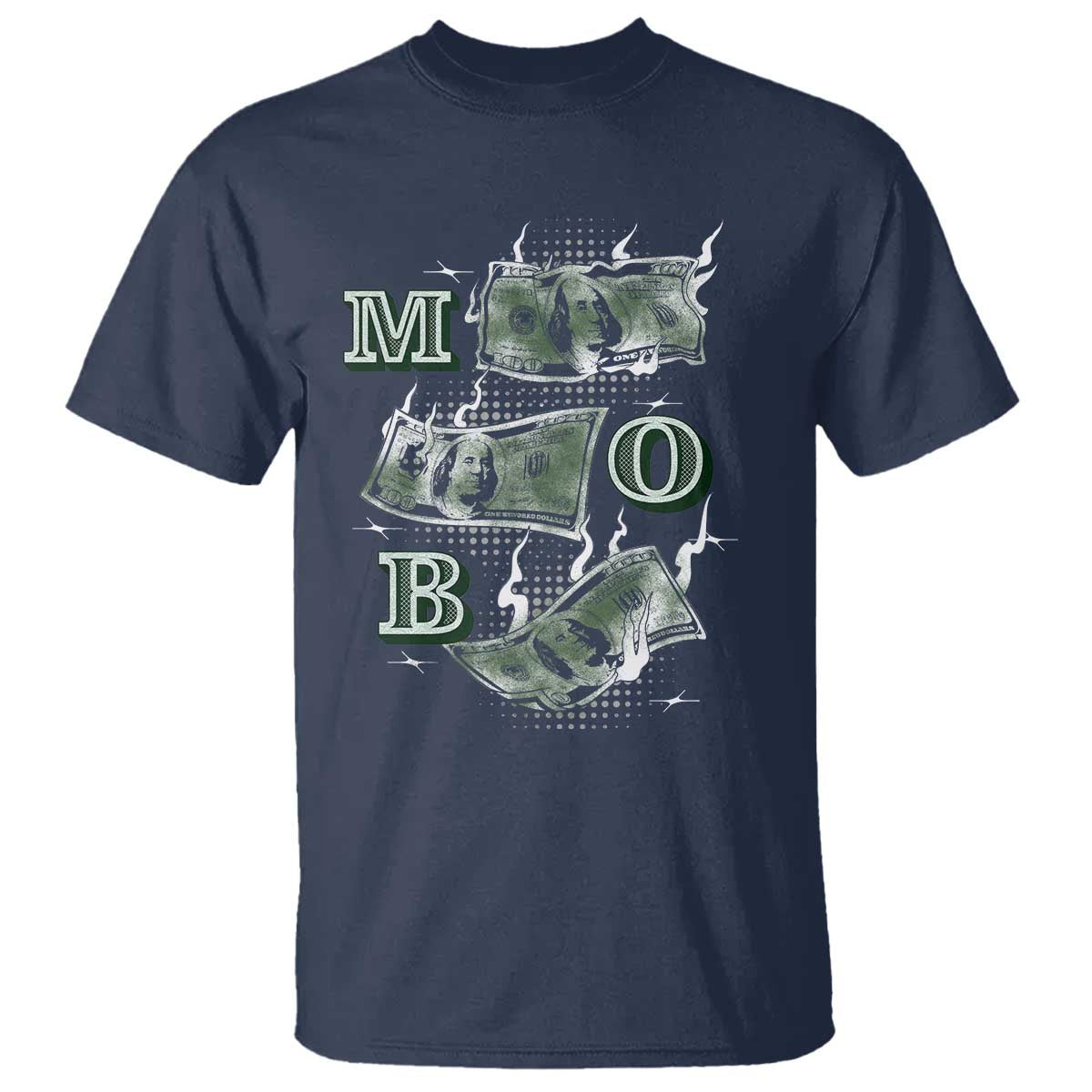 MOB Money Over Everything T Shirt TS09 Navy Print Your Wear