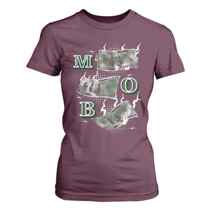 MOB Money Over Everything T Shirt For Women TS09 Maroon Print Your Wear