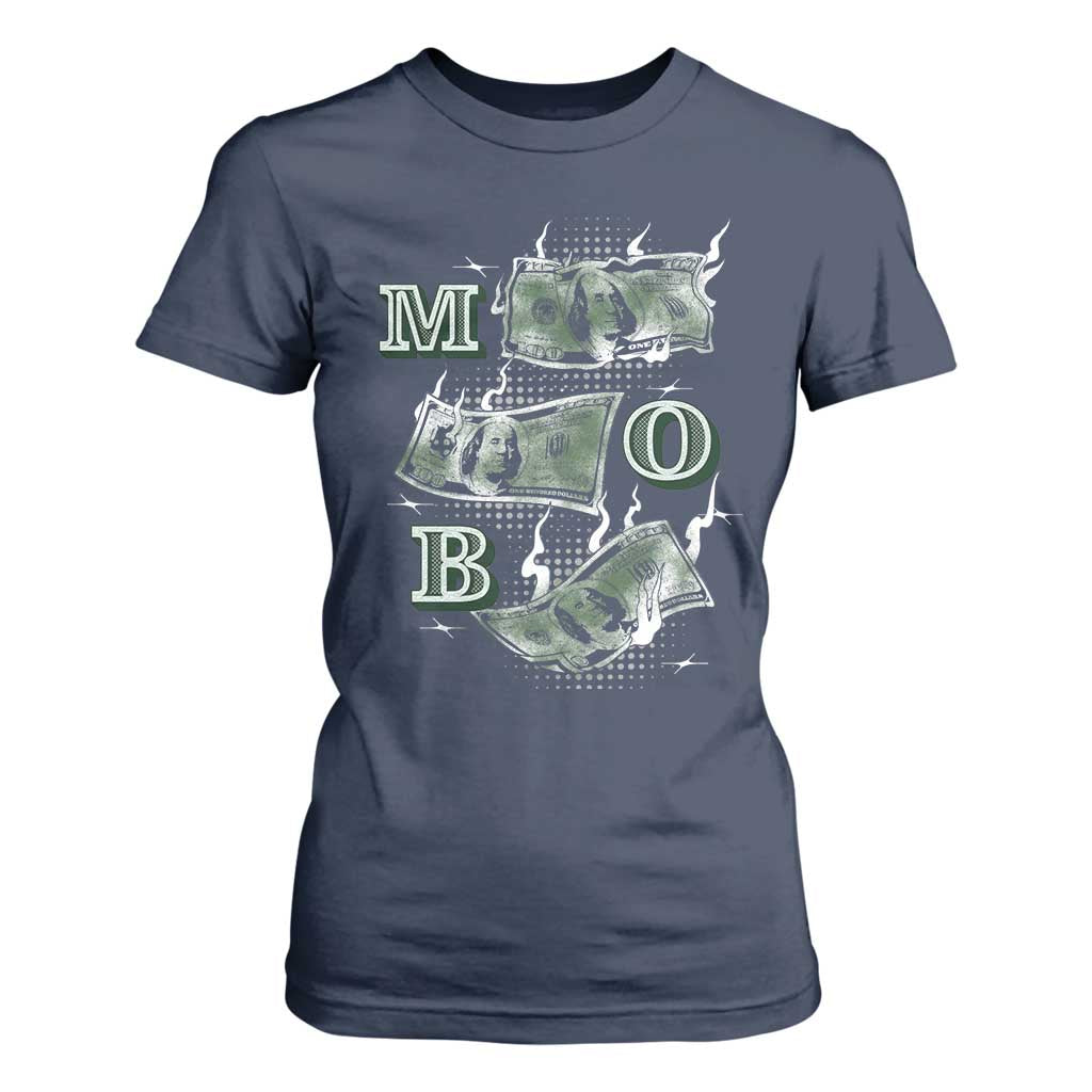 MOB Money Over Everything T Shirt For Women TS09 Navy Print Your Wear