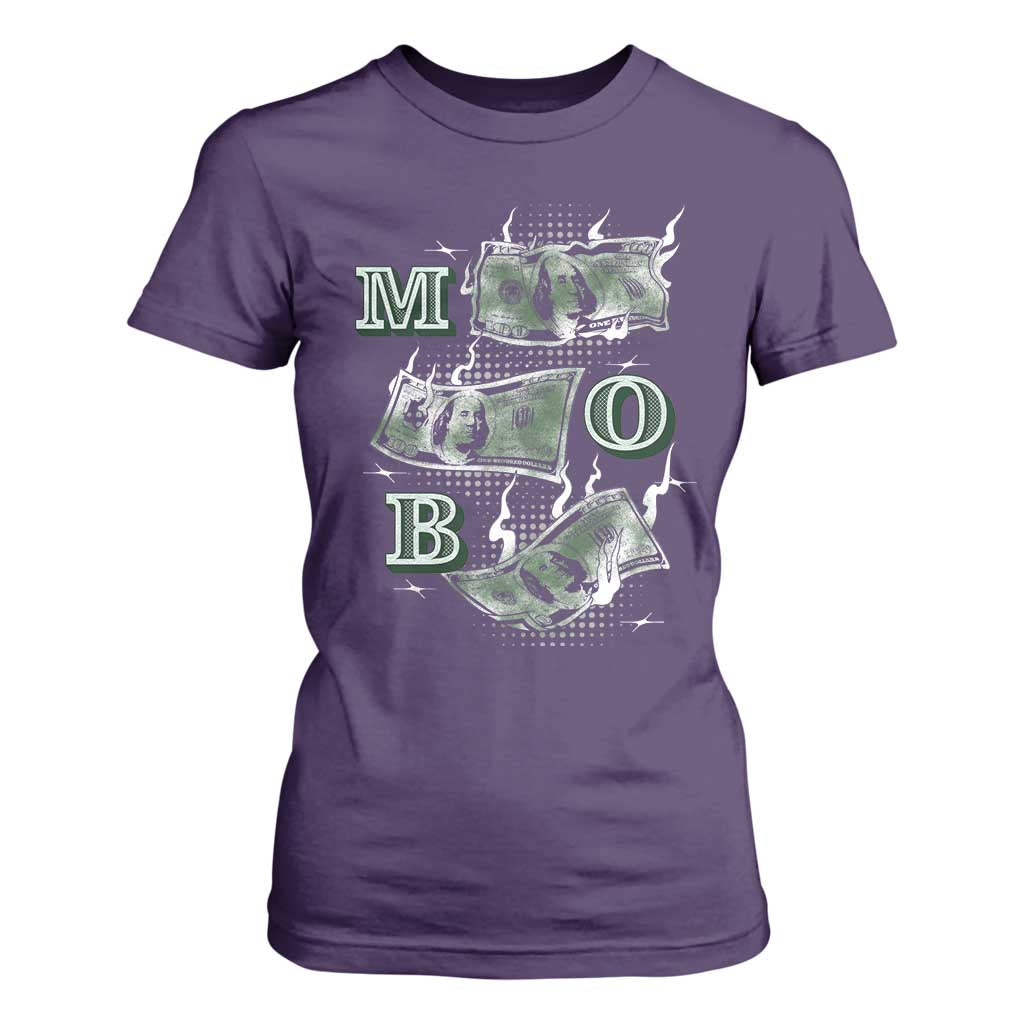 MOB Money Over Everything T Shirt For Women TS09 Purple Print Your Wear