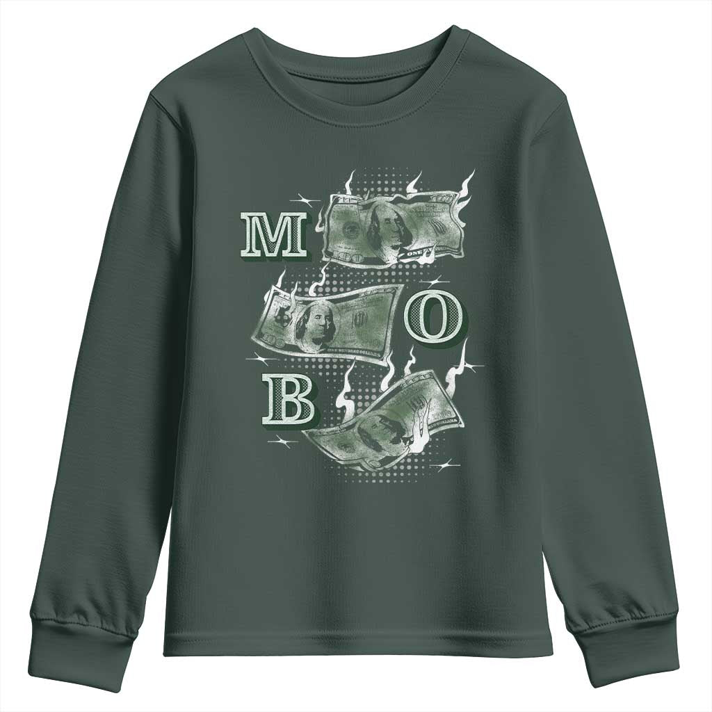 MOB Money Over Everything Youth Sweatshirt TS09 Dark Forest Green Print Your Wear