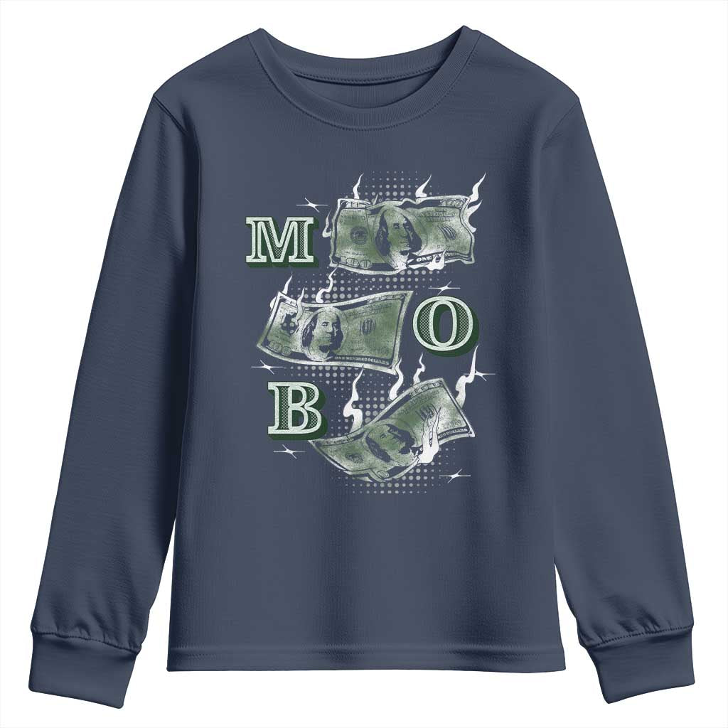 MOB Money Over Everything Youth Sweatshirt TS09 Navy Print Your Wear