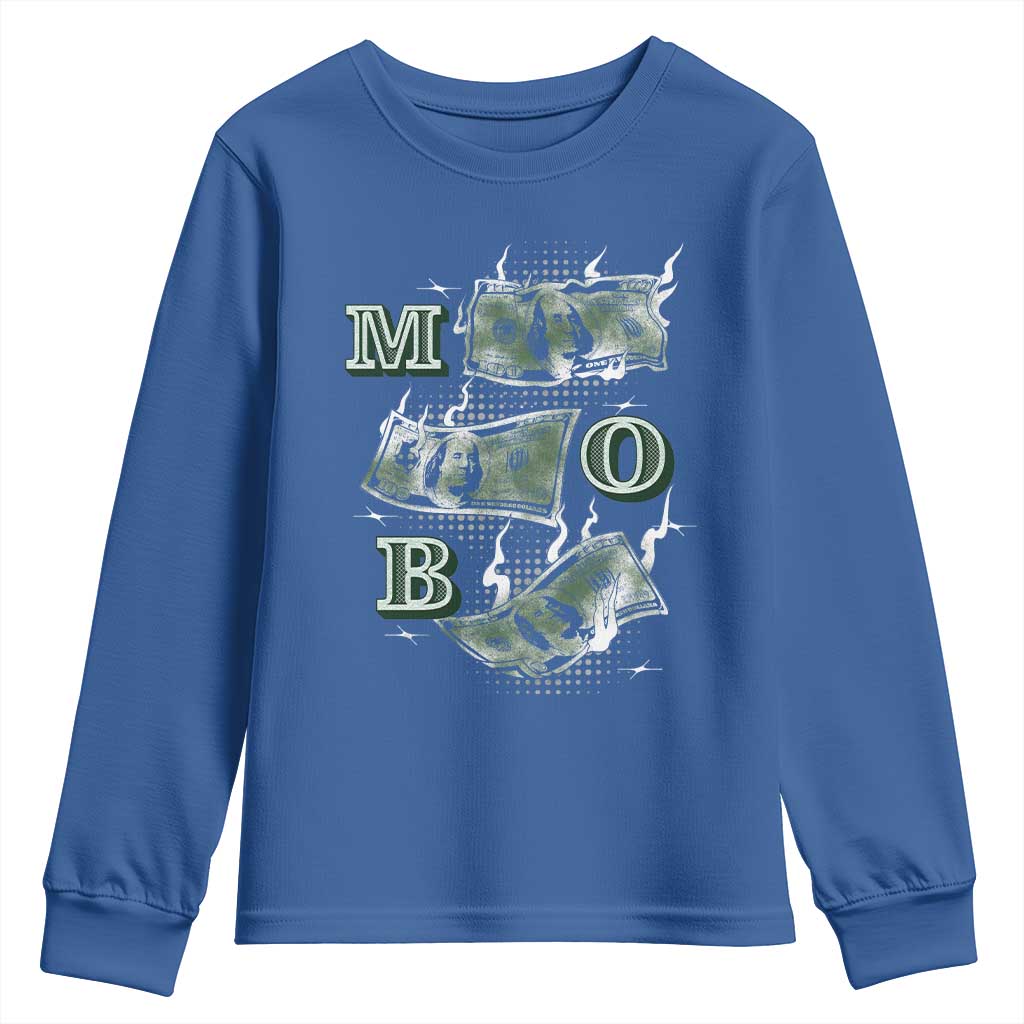 MOB Money Over Everything Youth Sweatshirt TS09 Royal Blue Print Your Wear
