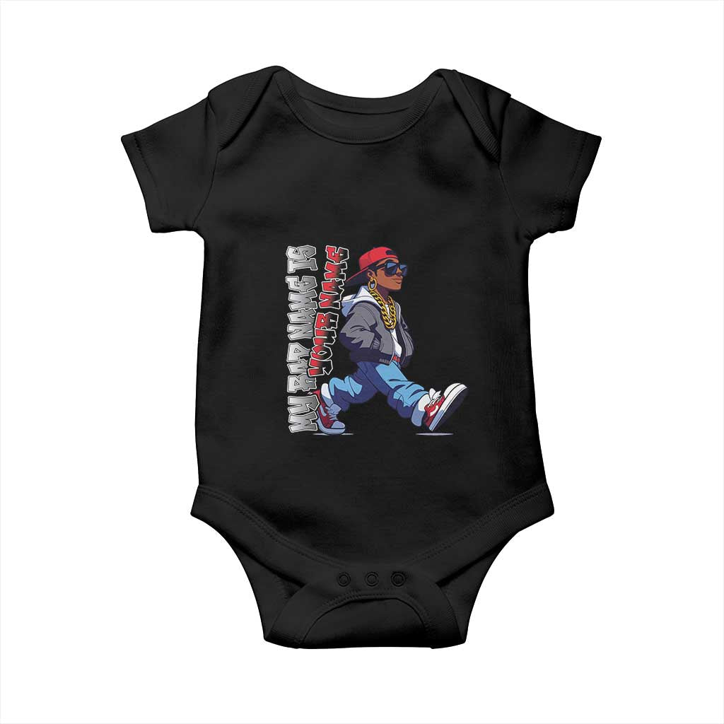 Personalized Hip Hop Rapper Baby Onesie Custom Name My Rap Name Is TS09 Black Print Your Wear