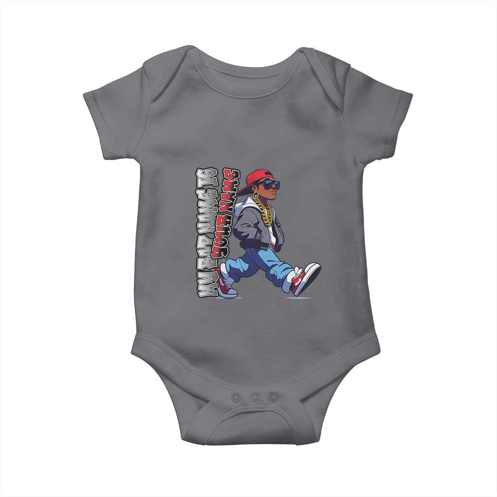Personalized Hip Hop Rapper Baby Onesie Custom Name My Rap Name Is TS09 Charcoal Print Your Wear