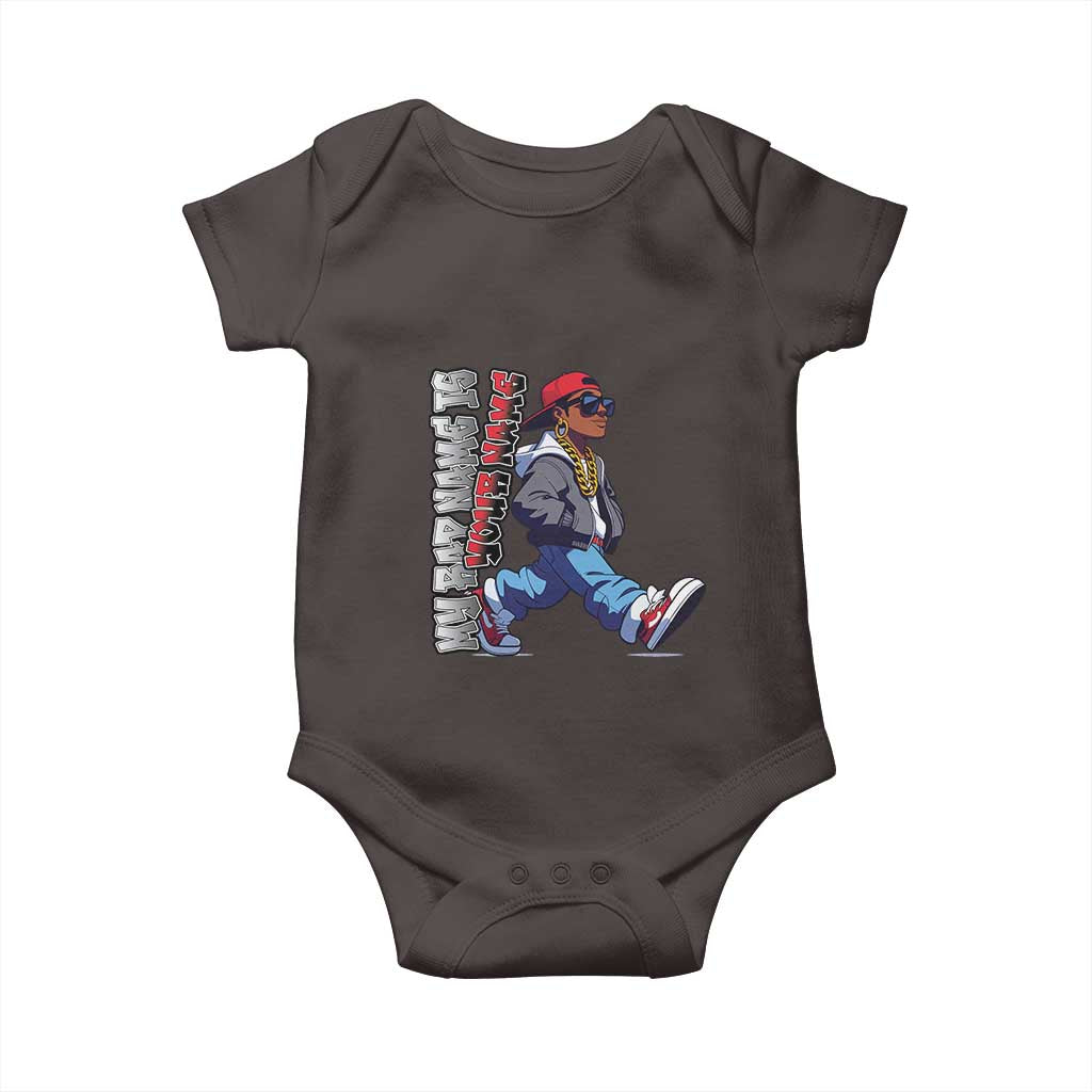 Personalized Hip Hop Rapper Baby Onesie Custom Name My Rap Name Is TS09 Dark Chocolate Print Your Wear