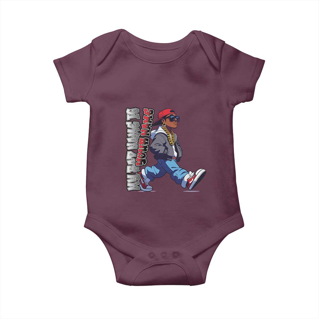 Personalized Hip Hop Rapper Baby Onesie Custom Name My Rap Name Is TS09 Maroon Print Your Wear