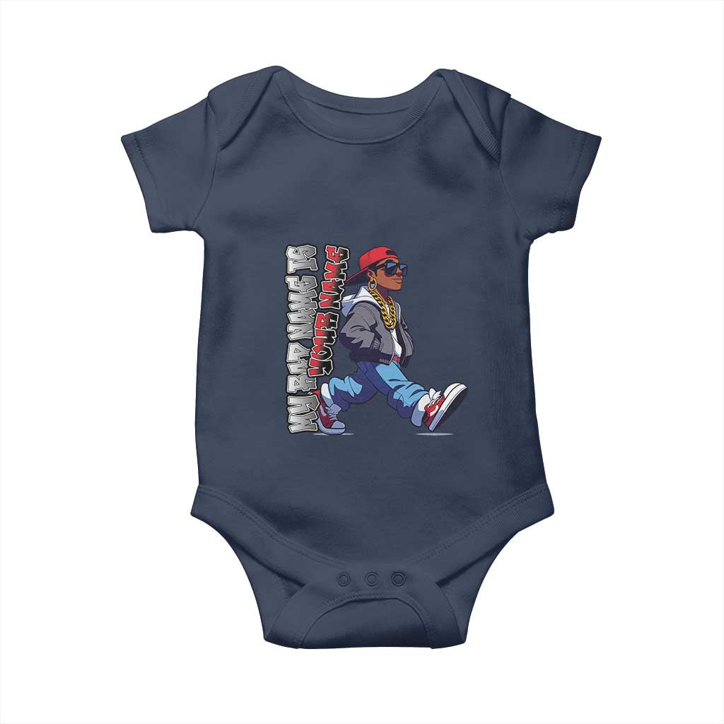 Personalized Hip Hop Rapper Baby Onesie Custom Name My Rap Name Is TS09 Navy Print Your Wear