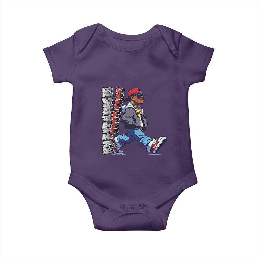 Personalized Hip Hop Rapper Baby Onesie Custom Name My Rap Name Is TS09 Purple Print Your Wear